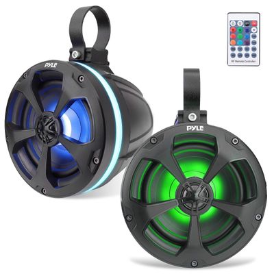 Pyle 1000W Amplified Off-Road Audio System with RGB Lighting, Bluetooth Streaming & Universal Mounts - Waterproof Bluetooth Speaker with Dual 5.25 Marine Speakers for ATV & UTV Use