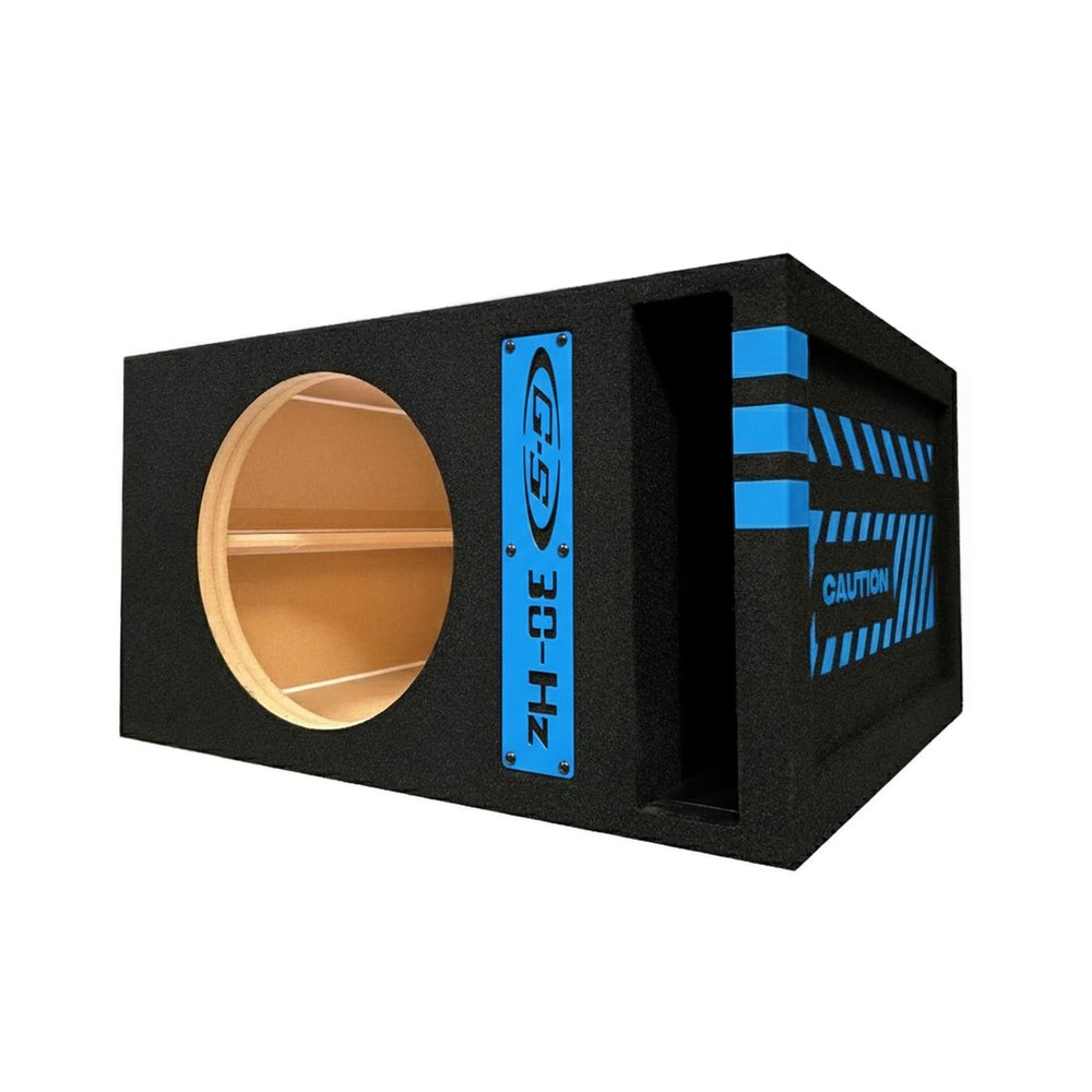 30HZ Reinforced Competition Single Ported Sub Box Sub Woofer Enclosure Speaker Box Car Audio Subwoofer Ground Shaker Box Ground-Shaker (Blue Caution, 12")