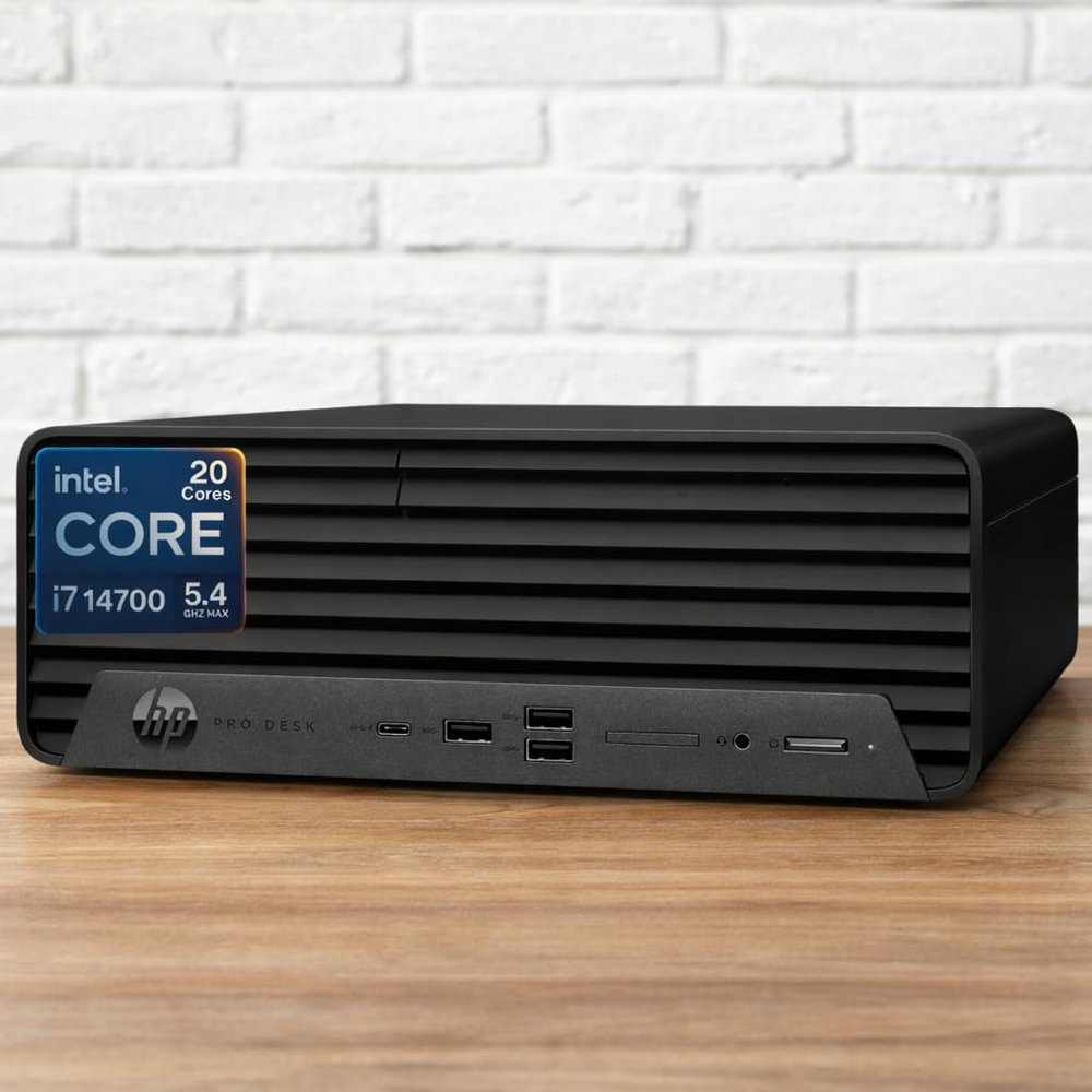 HP ProDesk 400 G9 SFF Business Desktop Computer, Intel Core i7-14700(20-Cores/28-Threads), 32GB DDR5 RAM, 1TB PCIe SSD + 2TB HDD, HDMI&DP Dual 4K Display Support, USB-C, RJ-45, Wi-Fi, Windows 11 Pro