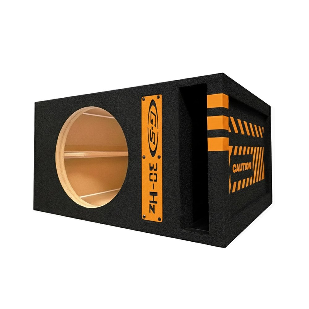30HZ Reinforced Competition Single Ported Sub Box Sub Woofer Enclosure Speaker Box Car Audio Subwoofer Ground Shaker Box Ground-Shaker (Orange, 12")