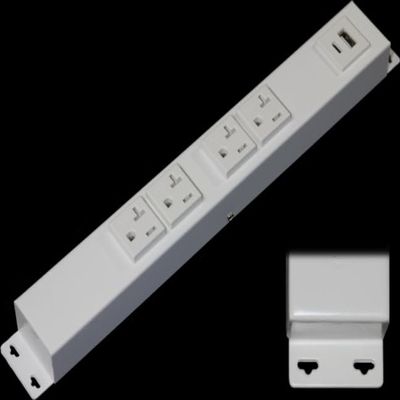 12 Hardwired Power Strip (NO Power Cord), 4 (NEMA 5-20R) Vertical Tamper Resistant Outlets with Ears (with mounting tabs on Both Ends), 20 Amp, USB A+C, White