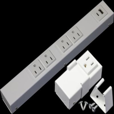 12 Hardwired Power Strip (NO Power Cord), 4 (NEMA 5-15R, NOT 20Amp Unit) Outlets (NOT Tamper Resistant), NO Ears (Without mounting tabs on Both Ends), USB A+C, White