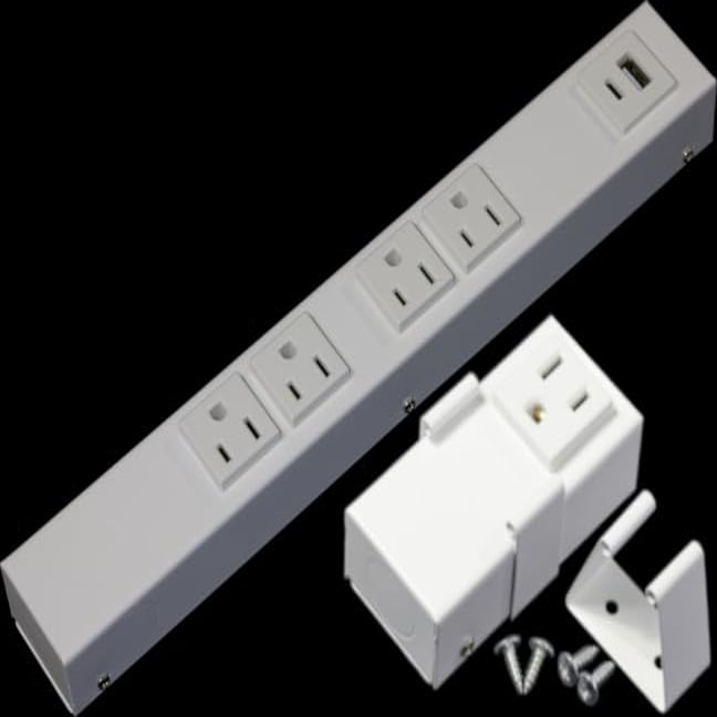 12 Hardwired Power Strip (NO Power Cord), 4 (NEMA 5-15R, NOT 20Amp Unit) Outlets (NOT Tamper Resistant), NO Ears (Without mounting tabs on Both Ends), USB A+C, White