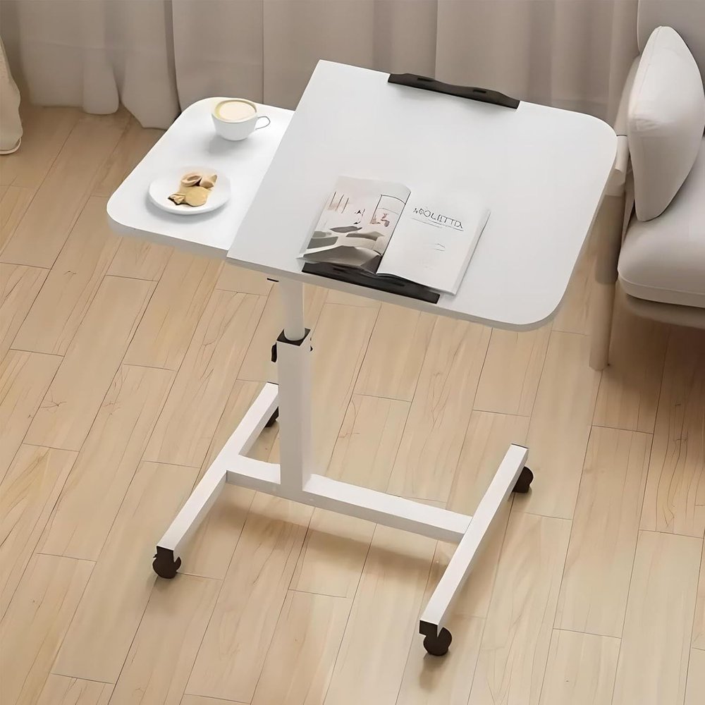 Adjustable Bedside Table with Wheels, Suitable for Hospital beds - Laptop Table, Ideal for Home Office or Medical use