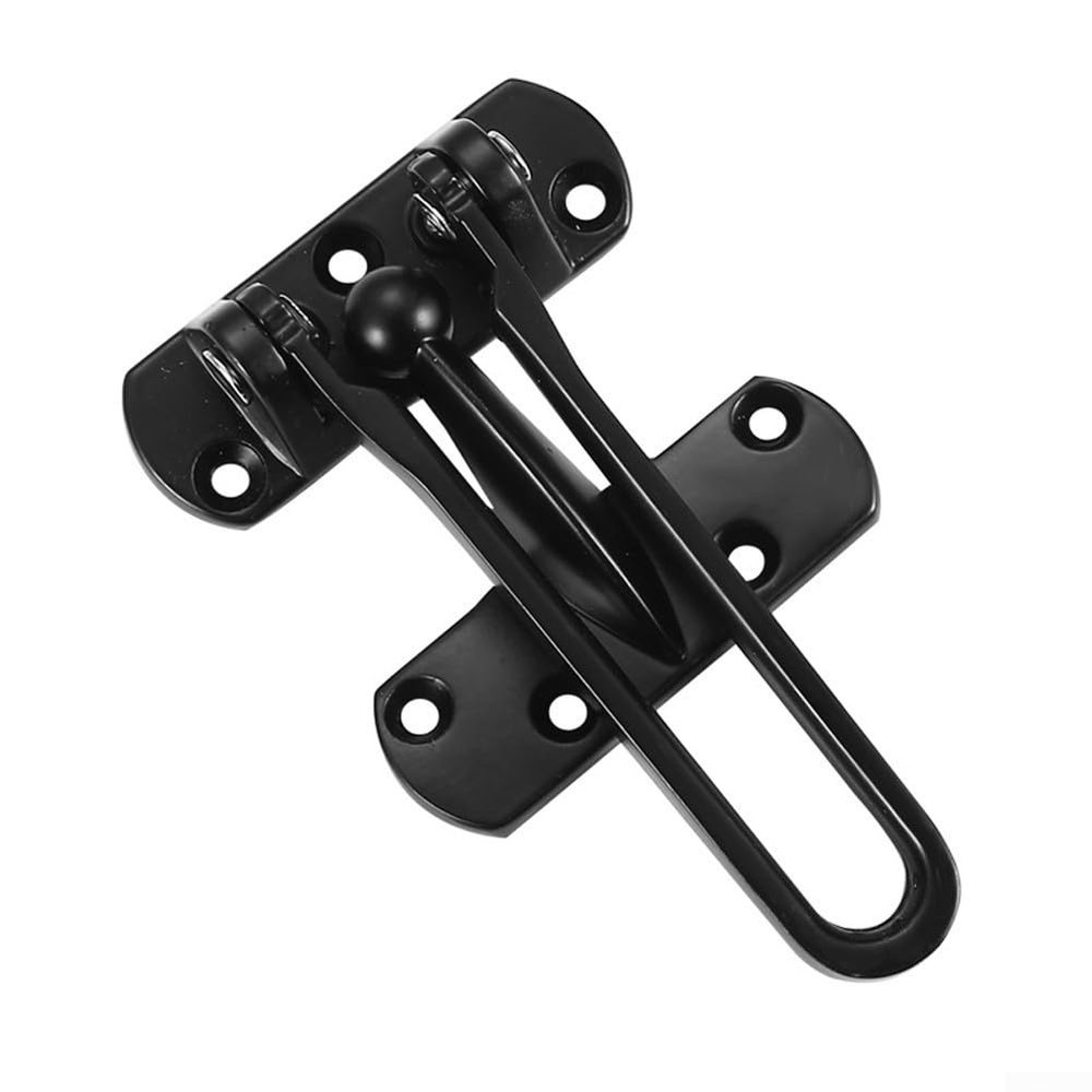 Door Guard Restrictor Security Catch Heavy Duty Anti Theft Door Chain for Childproof Locking, Solid Aluminum Alloy Swing Bar Lock with for Easy Install Screws, Silver(Black)