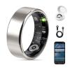 FAHKNS Smart Health Ring for Women Men: Fitness Tracker Ring with Heart Rate,Blood Oxygen,Sleep Monitor,Stress,Steps Counter,IP68 Waterproof for iOS & Android,No APP Fees (Silver,7#) view 1