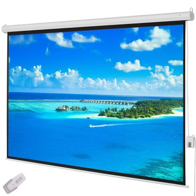 100 Inch Motorized Projector Screen with Remote Control, 4:3 Portable Projection Screens for Indoor Movie Home Theater Office, 80" x 60" Viewing Area, Wall & Ceiling Installation (Matte White)