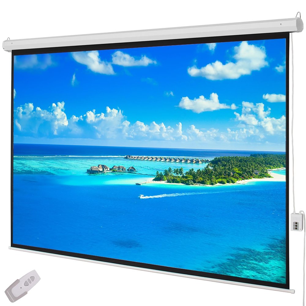 100 Inch Motorized Projector Screen with Remote Control, 4:3 Portable Projection Screens for Indoor Movie Home Theater Office, 80" x 60" Viewing Area, Wall & Ceiling Installation (Matte White)