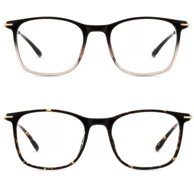 Firmoo Blue Light Glasses for Women Men, Reading Glasses 0.0x-3.0x, Ultra Light Square Frame, Premium TR90 & Metal Blend Brown & Tortoise 2.5x