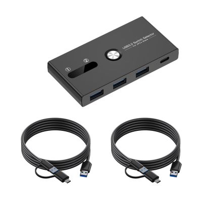 XUZHID 4 Port USB C and USB3.0 KVM Switcher for 2 Computers Sharing USB Type C Devices for Printers Keyboards and More