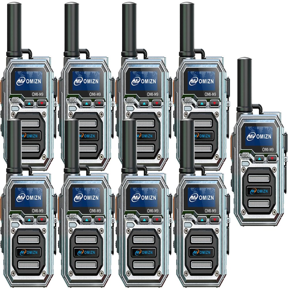 OMIZN M9 Global Walkie Talkie Unlimited Range, 4G LTE PTT Two-Way Radio with Pre-Installed SIM, Lifetime Free, AES256 Encryption, IP65 Waterproof, Noise Reduction, Built-in Flashlight