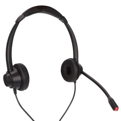 Qiilu Noise Cancelling Binaural Headset with HD Mic for Home Office Call Center Telemarketing 2.5mm Plug - Business Headset with Long Lasting Comfort