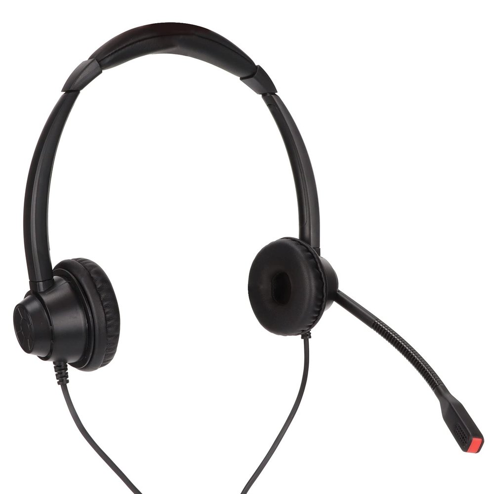 Qiilu Noise Cancelling Binaural Headset with HD Mic for Home Office Call Center Telemarketing 2.5mm Plug - Business Headset with Long Lasting Comfort