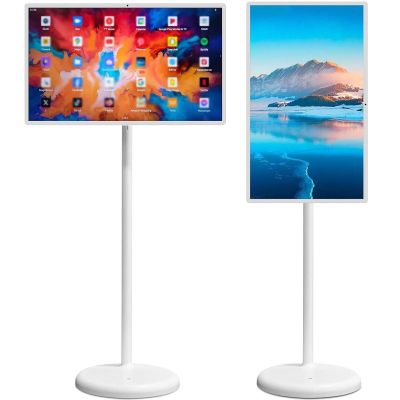 21.5 in Floor Standing Rolling Mobile TV Touchscreen TV with Camera 360 Swivel Tilt Portable Smart Monitor for Home Office