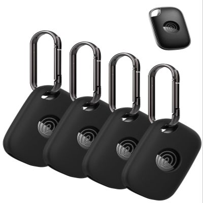 4-Pack for Tile Life360 Pro (2024) Tracker Case, Shockproof Waterproof Silicone Protective Cover with Keychain for Keys, Bags & Pets, Black