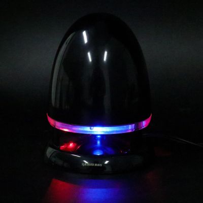 BESPORTBLE Portable Mini Speaker with USB Light and Anti-Interference, Wired Aux Input Loudspeaker for Laptop and Tablet, Black Blue Multimedia Bass Sound System, Compatible with Dc 5v Power