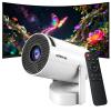 [2026 Upgraded & Built-in Apps] Mini Projector with WiFi 6 and Bluetooth 5.4, Support 4K 1080P Portable Projector, 180 Rotation with Auto Keystone Movie Projector, for Bedroom, Home, Outdoor view 1