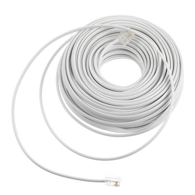 KESYOO 20ft 4-core Rj11 Telephone Extension Cable White Landline Phone Cord for Home and Office Use Compatible with Rj11 6p4c Phones