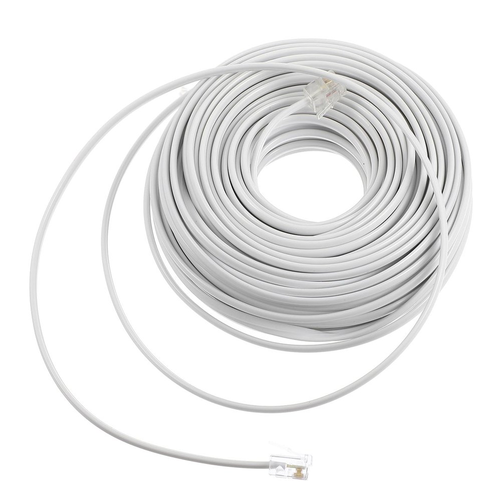 KESYOO 20ft 4-core Rj11 Telephone Extension Cable White Landline Phone Cord for Home and Office Use Compatible with Rj11 6p4c Phones