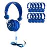 HamiltonBuhl Favoritz 25-Pack Blue TRRS Headsets Mid-Size On-Ear, in-Line Mic, Leatherette Cushions, Adjustable Headband, 5 ft Chew-Resistant Dura-Cord, 3.5mm Plug Classroom Use view 1