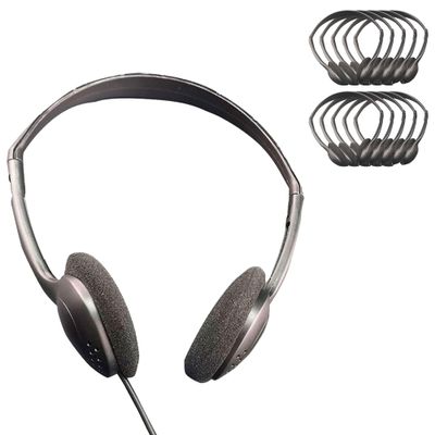 HamiltonBuhl PER/100 Personal Economical Headphones 10Pack OnEar Foam Cushions, 3.5mm Plug, Lightweight Classroom Headphones for Tablets, Computers & Mobile Devices