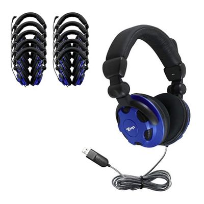 HamiltonBuhl TPRO USB Stereo Headset, NoiseCancelling SteelReinforced Gooseneck Mic, Leatherette Cushions, OnEar Volume Control, DuraCord (50 Pack)
