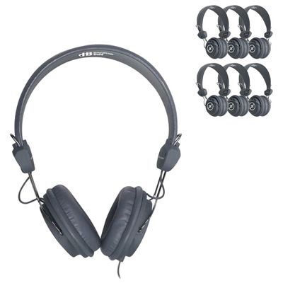 HamiltonBuhl Favoritz 10-Pack Gray TRRS Headsets Mid-Size On-Ear, in-Line Mic, Leatherette Cushions, Adjustable Headband, 5 ft Chew-Resistant Dura-Cord, 3.5mm Plug Classroom Use