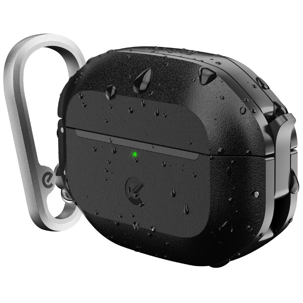 Keybudz for AirPods Pro 3 Case with Lock - Fully Waterproof Compatible AirPods Pro 3rd Generation Case Cover - Keychain, Rugged Tough Protection, Hard Shell and Carabiner (Carbon Black)