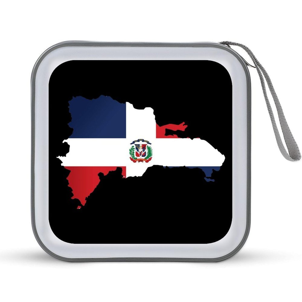 Dominican Republic Map Flag CD Case DVD Holders Wallet Hard Plastic Storage Binder 40 Capacity