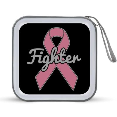 Breast Cancer Ribbon Fighter CD Case DVD Holders Wallet Hard Plastic Storage Binder 40 Capacity
