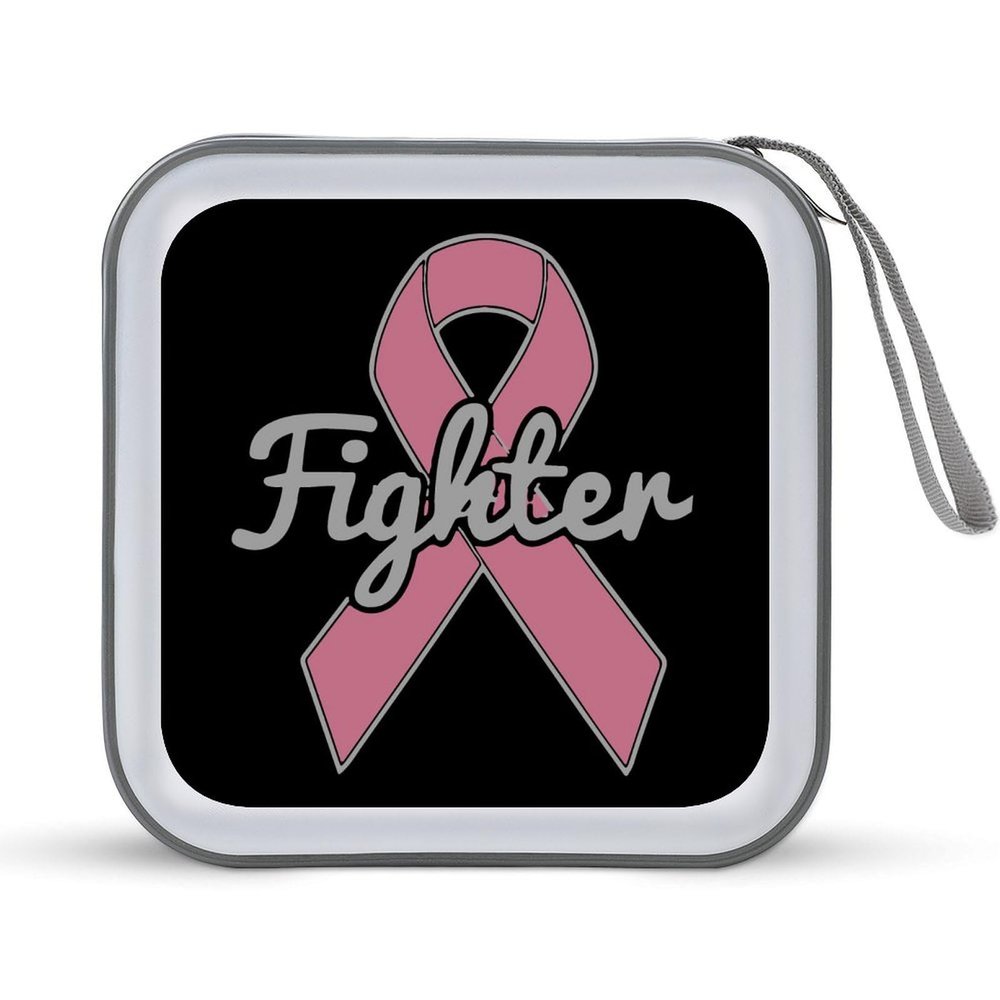 Breast Cancer Ribbon Fighter CD Case DVD Holders Wallet Hard Plastic Storage Binder 40 Capacity
