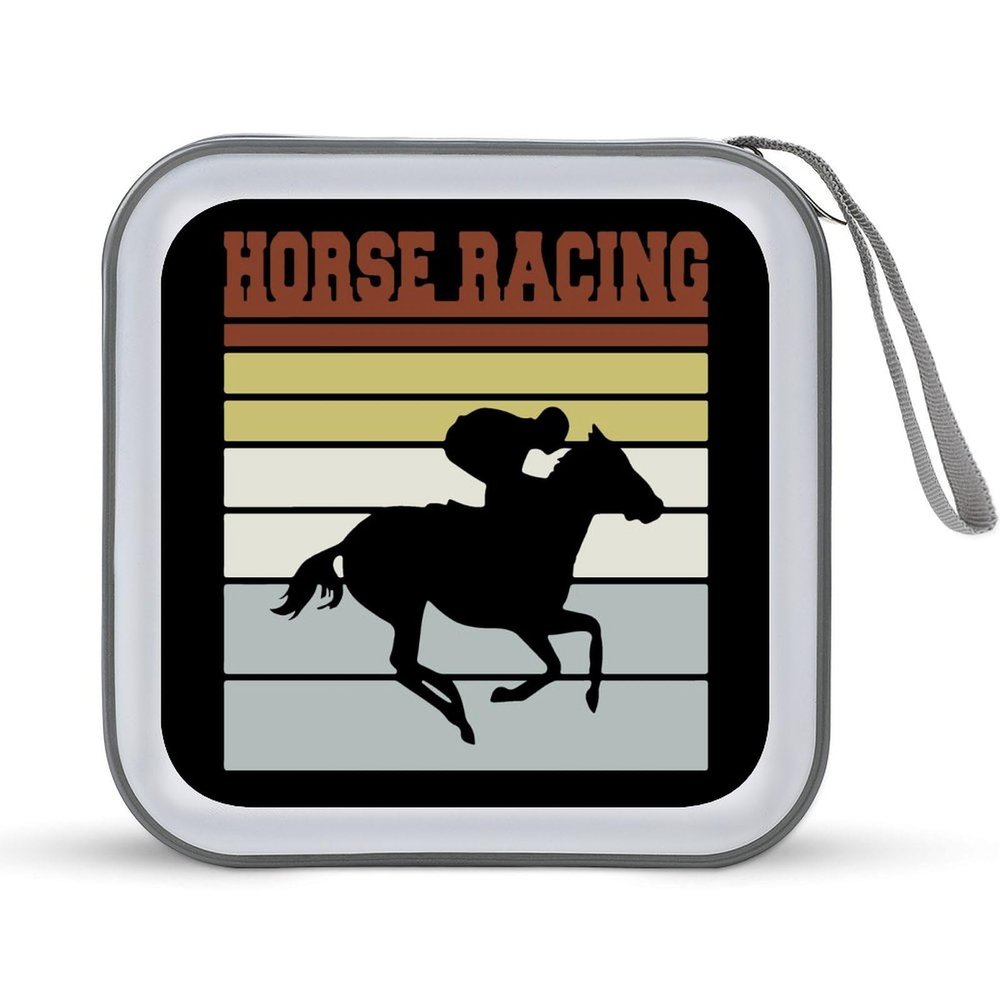 Vintage Horse Racing Team CD Case DVD Holders Wallet Hard Plastic Storage Binder 40 Capacity
