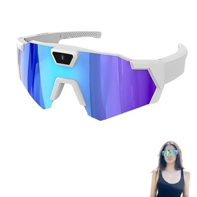 Baseball Glasses with Camera,4k HD Pov Sports Glasses with Camera,Sunglasses with Camera,Upgrade Smart Camera Glasse (Style A: Ice Blue)