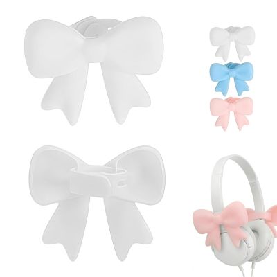 Silicone Bow Headphone Accessory, 2 Pack 3D Bows Decor for Headphones, Silicone Bow Coquettish Headphone Clip, Cute Earphone Decorations Suitable for Various Headphones (C)