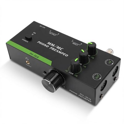 EIMSOAH Phono Preamp, Mini Hi Fi Preamplifier, 3 Band EQ and 5 Pin XLR Input Output for Turntable Record Player Phonograph Active Speakers Audio Mixer (US Plug)