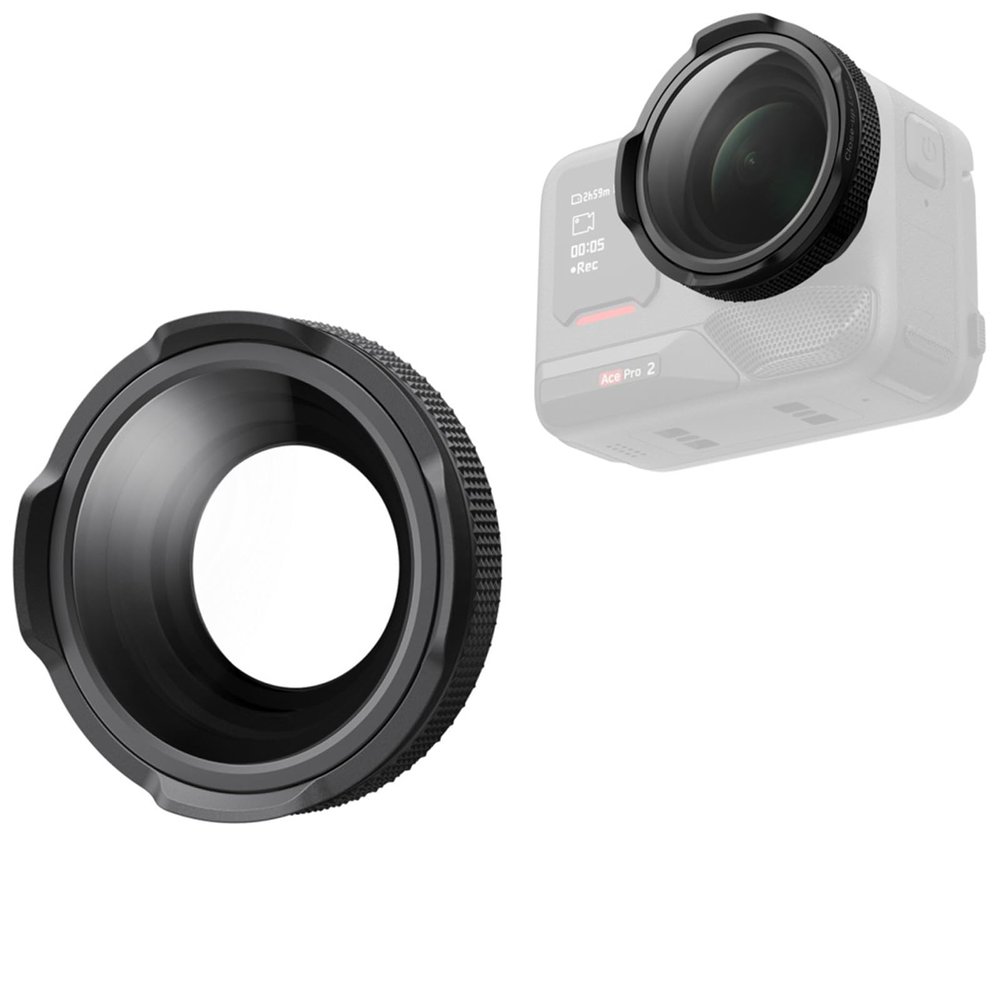 OURHZTB Adjustable Macro Lens Compatible for Insta360 Ace Pro 2 Close-Up Lens, 10cm-75cm Focus Length Range Action Camera Lens Upgrade Parts Accessories