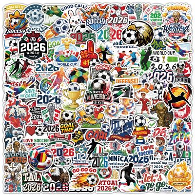100PCS Soccer Stickers for Men Fans, 2026 World Cup Stickers Vinyl Football Decals for Water Bottle, Scrapbook, Phone Case, Soccer Fan Decor Sports Party Supplies