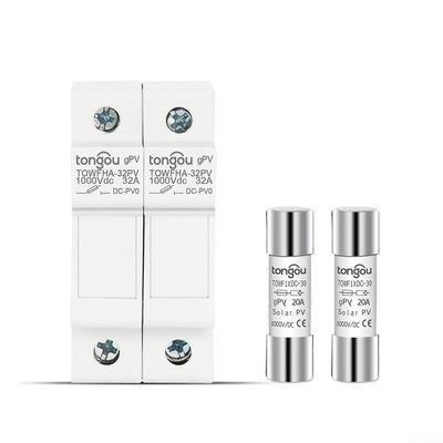 DC Fuse for Solar Panels 1000V with 2 Pole PV String Fuse Holder, High Resistant Plastic, 3/10/15/20/25/30A Set for PV System(30A)