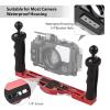 Luocute Dual Handle Camera Diving Rig, Adjustable Aluminum Alloy Underwater Tray Stabilizer with Expandable Dual Ball Head, for DSLR Camera Underwater Photography view 4
