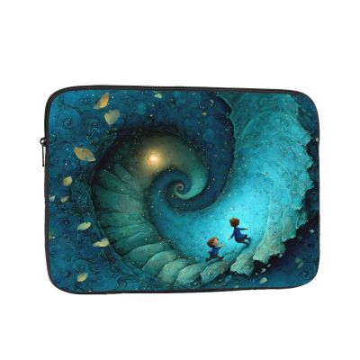 13 Inch Portable And Shockproof Laptop Bag With Unique Spiral Staircase Print, For Work, University, And Commuting
