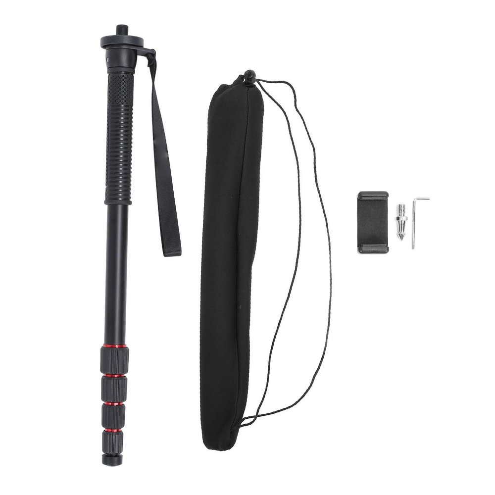 Aluminum Alloy Camera Monopod, Extendable 5 Sections Phone Monopod with 3/8inch Threaded Hole, Portable DSLR Action Camera Support up to 11lb Load Bearing, Compatible with Ronin S