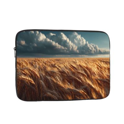 12 Inch Shockproof Laptop Bag, Full Width Golden Wheat Waves Print Handbag Suitable For Business And Daily Use