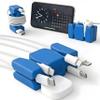 CordBrick Steel Weighted Cord Holder, Cord Wrap, Phone Accessory, Stocking Stuffer for Men, Adults, College Students. Nightstand, Desk Travel Organizer. Silicone. 6pk Blue view 1