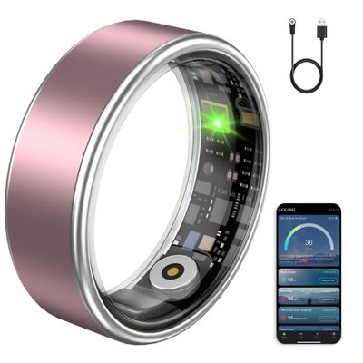 VAMOTRA Smart Ring for Women & Men, Fitness Tracker Ring with Heart Rate Monitor, HRV, Sleep Tracking, No Subscription Fee, 10ATM Waterproof Activity Ring for iOS & Android (Matte Pink, #7)