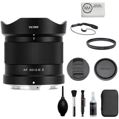 Viltrox AF 20mm f/2.8 Lens Compatible with Z Mount Bundle with UV Filter + Lens Cap Keeper + Cleaning Kit + Cleaning Cloth (5 Items)