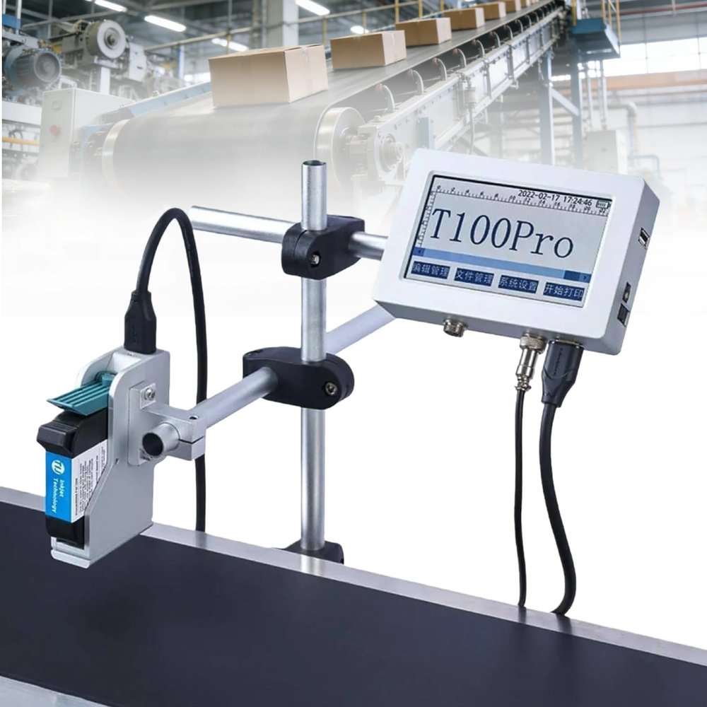 Industrial Inkjet Printer,Online Batch Coder,Commercial Automatic Coding Machine,Date Printer with 5 Inch Touch Screen,for Production Date, Logo, Picture, Barcode, Batch Number(Height 0.5in)