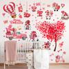 2 Sheets Valentines Day Wall Decals Heart Tree Red Truck Valentines Day Wall Stickers Romantic Love Heart Wall Decor Home Bedroom Decorations for Couple Living Room Wall Wedding Anniversary Art view 1