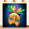 10X8ft Fabric Masquerade Backdrop Black Gold Mask Venetian Carnival Mardi Gras Theme Fiesta Background for Birthday Carnival Party Decorations Ball Gala Portrait Photo Booths Props view 1