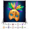 10X8ft Fabric Masquerade Backdrop Black Gold Mask Venetian Carnival Mardi Gras Theme Fiesta Background for Birthday Carnival Party Decorations Ball Gala Portrait Photo Booths Props view 2