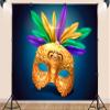 10X8ft Fabric Masquerade Backdrop Black Gold Mask Venetian Carnival Mardi Gras Theme Fiesta Background for Birthday Carnival Party Decorations Ball Gala Portrait Photo Booths Props view 3
